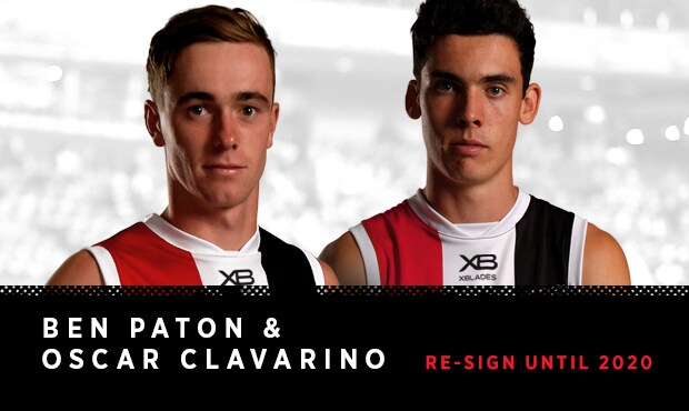 Oscar Clavarino and Ben Paton have signed on as Saints for another two seasons. - St Kilda Saints,Oscar Clavarino,Ben Paton